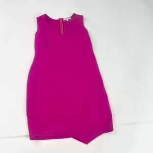 The Vanity Room Dress Womens Large Fuschia Asymmetrical Hem V-Neck Sleeveless